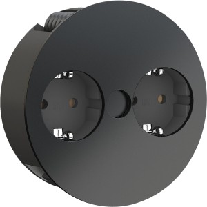 TWIST 2S Gniazdo wpuszczane, 2x Schuko, czarne matowe RAL 9005