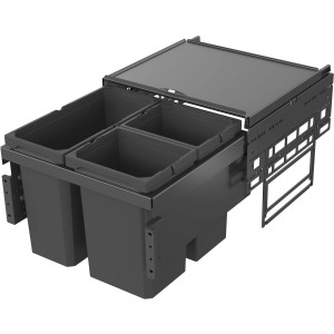 Kosz na śmieci, System segregacji 1x16L/2x10L,szer.korp.500,wys.zab.370,antracyt